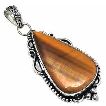 Pendant Tiger s Eye Gemstone Gift For Her Silver Jewelry 2.5