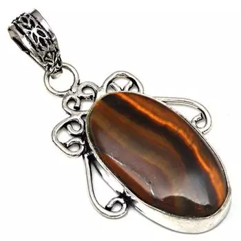 Pendant Tiger s Eye Gemstone Handmade Mother Day Silver Jewelry 2