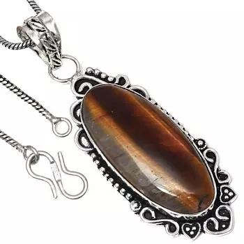 Pendant Tiger s Eye Gemstone Valentine Day Ethnic Silver Jewelry 2