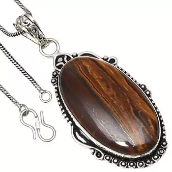 Pendant Tiger s Eye Gemstone Valentine Day Gift Silver Jewelry 2.75