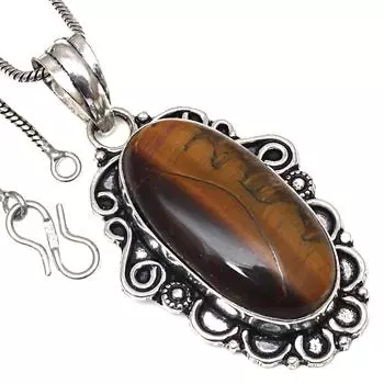 Pendant Tiger s Eye Gemstone Valentine Day Gift Silver Jewelry 2