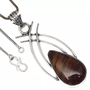 Pendant Tiger s Eye Gemstone Valentine Day Ethnic Silver Jewelry 2