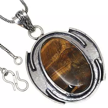 Pendant Tiger s Eye Gemstone Valentine Day Gift Silver Jewelry 2.25