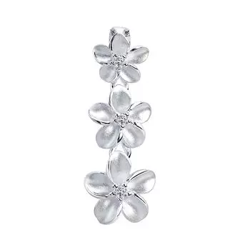 Pendant Top Necklace Top Hawaiian Jewelry Unisex 3 Row Plumeria Silver 925 [Sears] Men s Women s sp01-0020