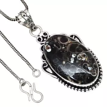 Pendant Turtella Jasper Gemstone Handicraft Valentine Day Silver Jewelry 2.5