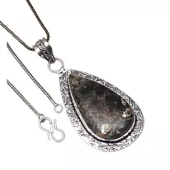 Pendant Turtella Jasper Gemstone Valentine Day Ethnic Silver Jewelry 2.25