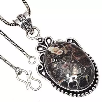 Pendant Turtella Jasper Gemstone Valentine Day Gifted Silver Jewelry 1.75