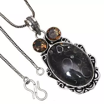 Pendant Turtella Jasper Smoky Gemstone Valentine Day Silver Jewelry 2.25