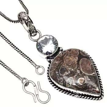 Pendant Turtella Jasper White Topaz Gemstone Valentine Day Silver Jewelry 2