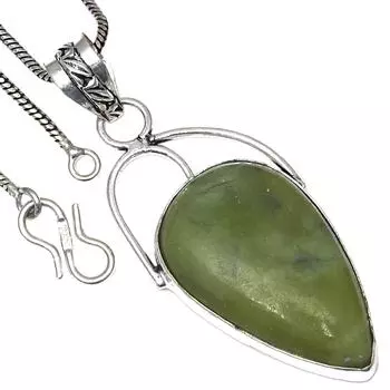 Подвеска с драгоценным камнем вассолит ручной работы в подарок для нее, этническое серебряное украшение 2,25 дюйма