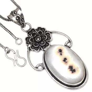 Pendant White Solar Drusy Gemstone Handmade Antique Silver Jewelry 2.5