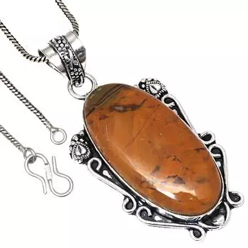 Pendant Wild Horse Jasper Gemstone Handicraft Valentine Day Silver Jewelry 2.5