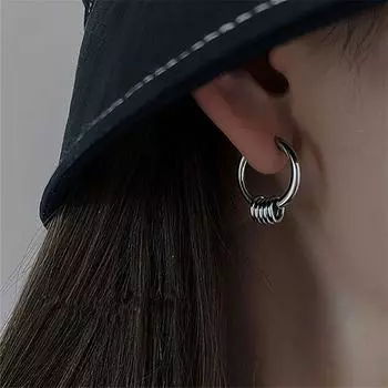Pendent Stainless Steel Round Korean Dangle Earrings Ear Jewelry Women Hoop Earrings Stud Earrings серебряный