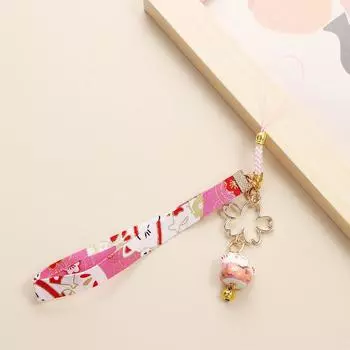 Pendent Zinc Zinc Alloy Ceramics Cloth Children Car Key Ring Lucky Cat Japanese Style Pendant Women Key Chain розовый