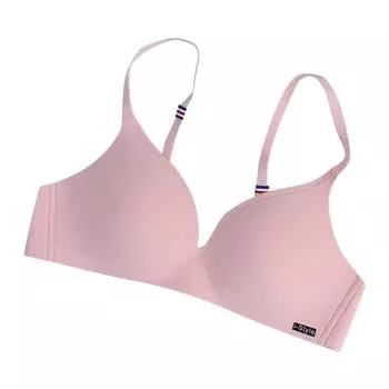 Peninsula Triangle Cup Thin Underwear Gathering Glossy Traceless Bra Set Female Students Comfortable Small Breasts Sexy Underwear 32/70 (AB pass cup) розовый