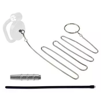 Penis Plug Dilator Accessories for Male Chasity Cage Parts Urethral Plug Metal Chain Men Couple Erotic BDSM Toy Metal Tube