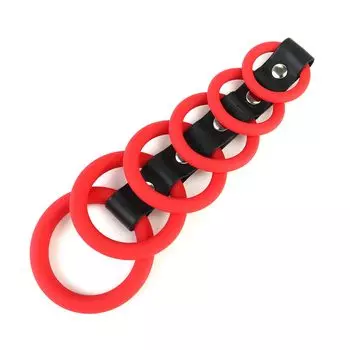 Penis Ring with 6 Rings Red Silicone 39mmx120mm TaRiss s
