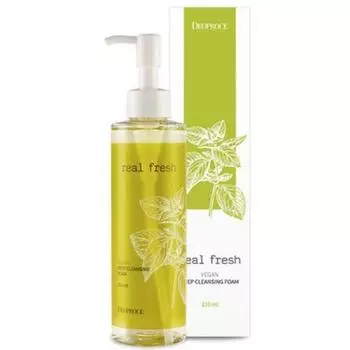 Пенка для глубокого очищения кожи лица с растительными экстрактами DEOPROCE REAL FRESH VEGAN DEEP CLEANSING FOAM 210мл