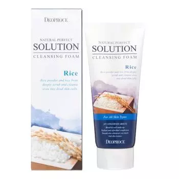 Пенка для глубокого очищения кожи с рисовой пудрой DEOPROCE NATURAL PERFECT SOLUTION CLEANSING FOAM DEEP CLEANSING 170г