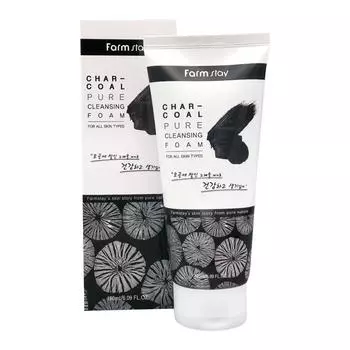 Пенка для умывания и глубокой очистки пор с углем,FarmStay Charcoal Pure Cleansing Foam,180мл