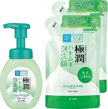 Пенка для умывания лица Hada Labo Gokujun Hatomugi 1 шт., набор из 2 сменных блоков +