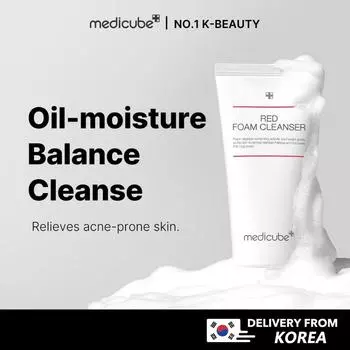 Пенка для умывания Medicube Red Foam Cleanser 230 мл для чувствительной кожи и проблем с акне 230ml (Jumbo Size)