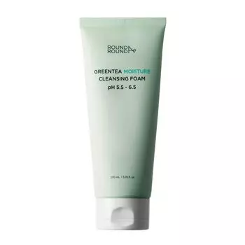 Пенка для умывания ROUND Green Tea Moisture Cleansing Foam, слабо очищающая, 200 г [Оригинальный продукт] A ROUND [Высоко увлажняющая, кислотная] Face Foam