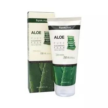 Пенка для умывания с экстрактом алоэ,FarmStay Aloe Pure Cleansing Foam,180мл