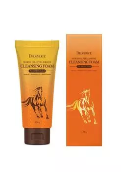 Пенка для умывания с лошадиным жиром и гиалуроновой кислотой DEOPROCE HORSE OIL HYALURONE CLEANSING FOAM, 170г