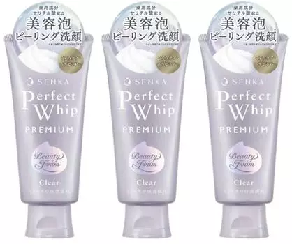 Пенка-пилинг для умывания лица Premium Perfect Whip Clear Beauty 120 г, уход за тусклой кожей и прыщами x 3 [Для профилактики] (Бутылки 120 г)