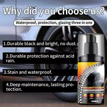 Пенный очиститель для автомобильных шин 3,38 унций, очиститель для автомобильных шин, восковое покрытие, полировочное средство для ухода за шинами, сильное обеззараживание CHINA