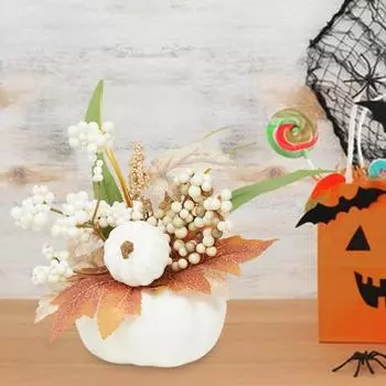 Пенопластовые тыквенные осенние украшения из тыквы с реалистичными кленовыми листьями и ягодами, центральные элементы стола, декор для Дня благодарения, столовая, кухня C