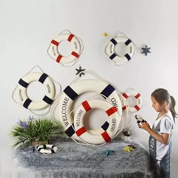Пенопластовый красный синий спасательный круг хлопковый спасательный круг подвеска 35 см настенный декор S красный
