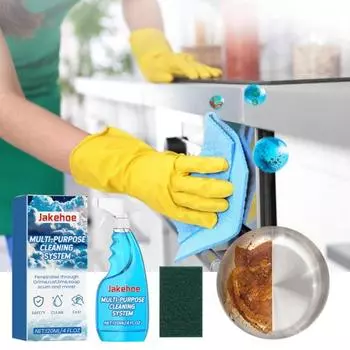 Пенящееся чистящее средство, 120 мл, с тряпкой. Нераздражающий универсальный обезжиривающий спрей для кухни. Быстрое и легкое средство для чистки духовки. 120ML