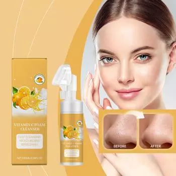 Пенящееся очищающее средство с витамином C нежно очищает поры, устраняет прыщи, очищает лицо и увлажняет(100мл) One Size