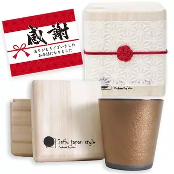 Пенсионный Shochu Gold Double Layered Rock Made in Tea Деревянный подарочный подарок, обожженная в печи керамика Kinsho, чашка, расписанная, горячая/холодная чашка, Япония, чашка, коробка, подарок,