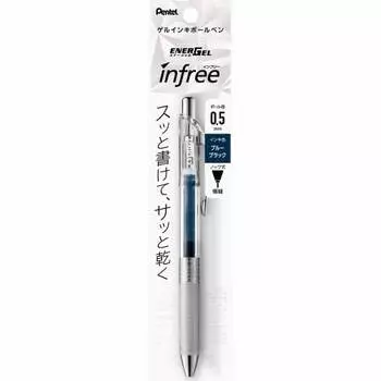 Pentel Ballpoint Pen Gel Ink Energel Infree 0.5mm Clear Shaft XBLN75TL-CA Blue Black
