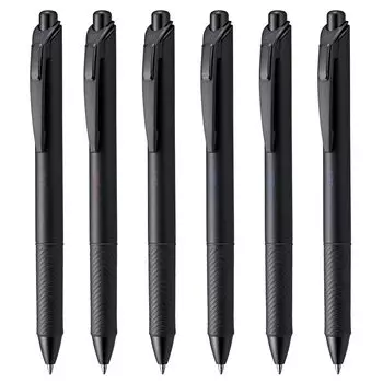 Pentel Ballpoint Pen Gel Ink Energel Knock Type Limited Black Colors Black Shaft 6 Color Set 0.7mm BL77A-6