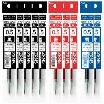 Pentel Ballpoint Pen Refill Flow Tune 5 3 2 Blue 0.5mm Black, Red, XZRN5-10AMZ