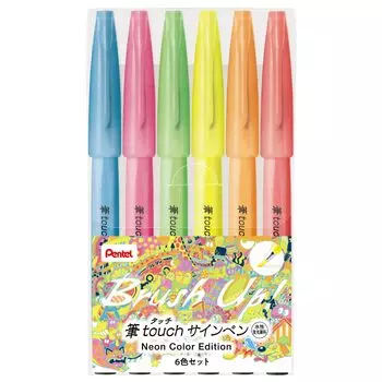 Pentel brush touch felt pen 6 color set SES15C-LM6STE
