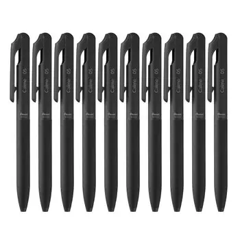 Pentel Calme Шариковая ручка Черная 10 штук Ручка на масляной основе, 0,5 мм, Чернила, (BXA105A-A) чёрный