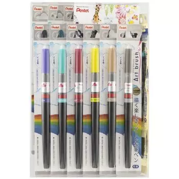 Pentel Color Brush Pen Art Brush 24 Color Set Bonus Cartridge XGFL24-AMZ