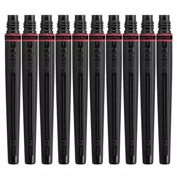 Pentel Color Brush Pen Art Brush Cartridge Fluorescent Red 10 шт. XFRLP-301