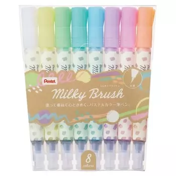 Pentel Color Brush Pen Milky Brush 8 цветов GFH-P8ST