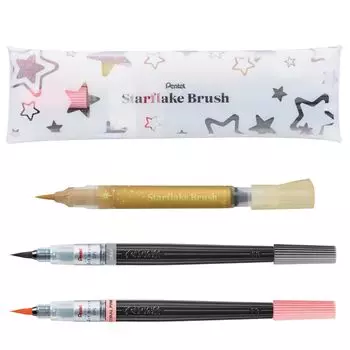 Pentel Color Brush Pen Starflake Brush Limited Art Brush Set Gold Gray Coral Pink GFH-SAST2