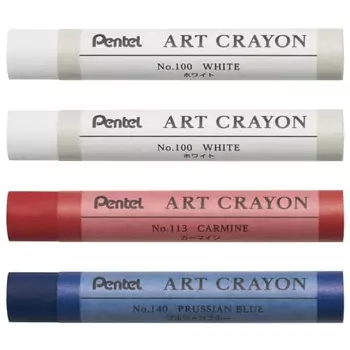 Pentel Crayon Art Crayon, набор из 4 цветов C 2: белый, кармин, берлинская лазурь