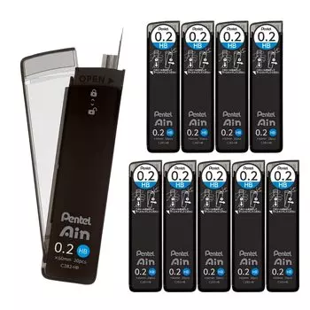 Pentel Ein HB 0.2mm Leads, 10-Pack, C282-HB чёрный