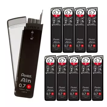 Pentel Ein Mechanical Leads, 0.7mm B, 10-Pack, C287-B чёрный