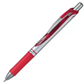 Pentel Gel Ink Energel Knock Ballpoint Silver 10 Pens Pen, 0.7mm, Barrel, BL77-B, Red, красный