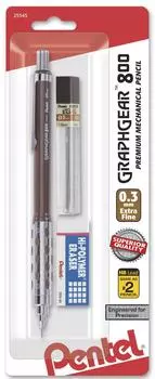 Pentel Graph Gear 800 механический карандаш для черчения со стержнем и маленьким ластиком коричневый 0,3 мм